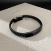 Picture of  Retro Black Stainless Steel Braided Leather Bracelet