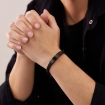 Picture of  Retro Black Stainless Steel Braided Leather Bracelet