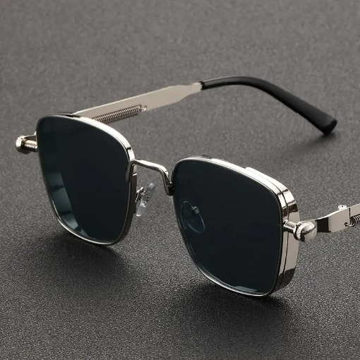 Picture of New Retro Square Frame Steampunk Metal Sunglasses